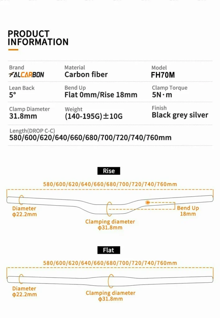 Falcarbon FH70M Rise Mtb Carbon Handlebar 9 FH70M4